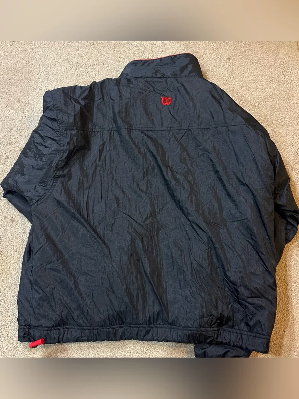 Wilson Black Windbreaker Jacket with Red Logo Trim